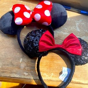 Two adult size Minnie Mouse ears from Disney wore once!